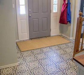 painting hardwood floors to look like moroccan tile, Mosaic stencil tile in the entryway