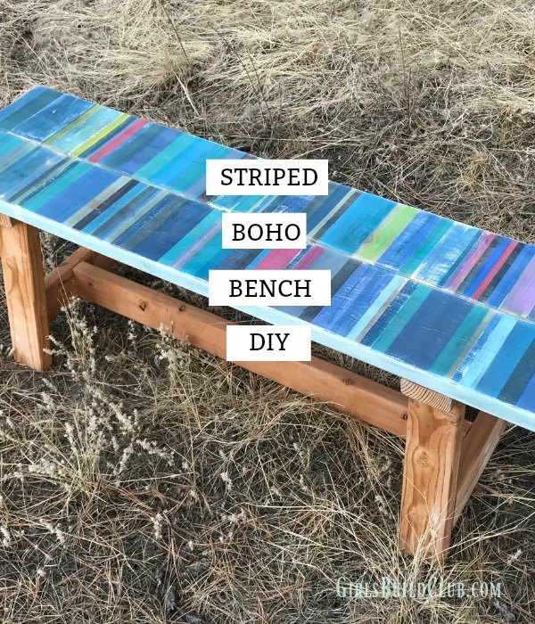 beach boho striped painted bench beachy coastal style, beach boho striped painted bench diy