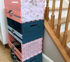 teal and coral wooden crate storage cubbies shabby chic
