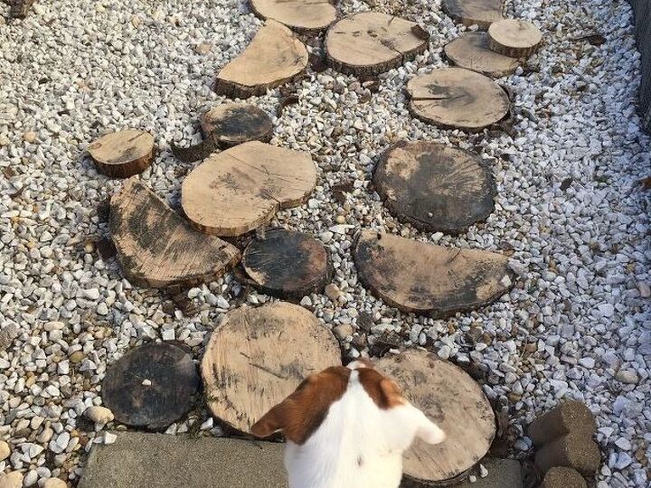 q what is the best way to hold down log slices used as a walkway