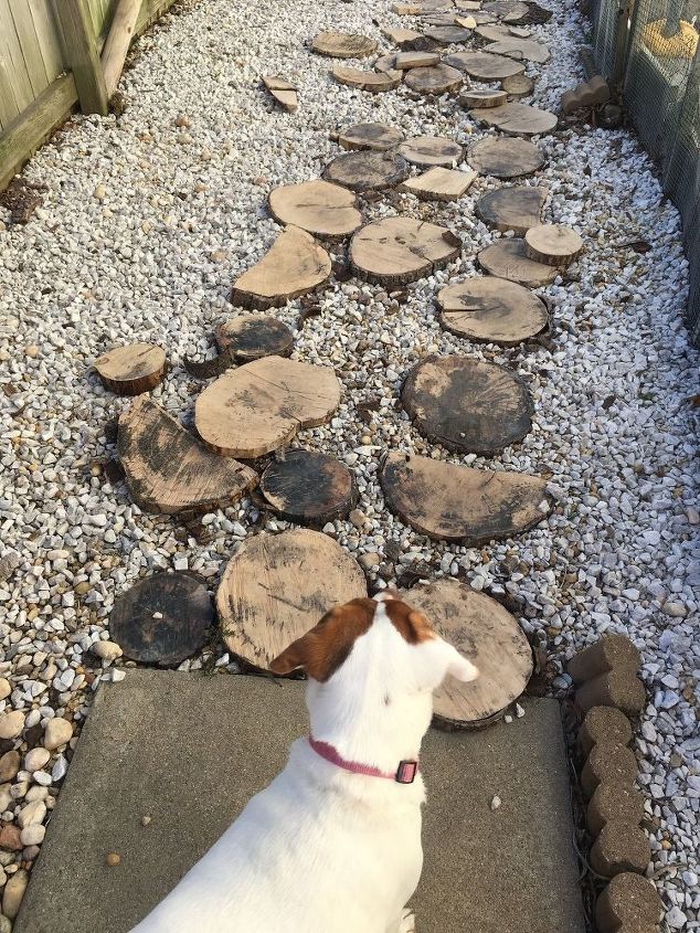 q what is the best way to hold down log slices used as a walkway