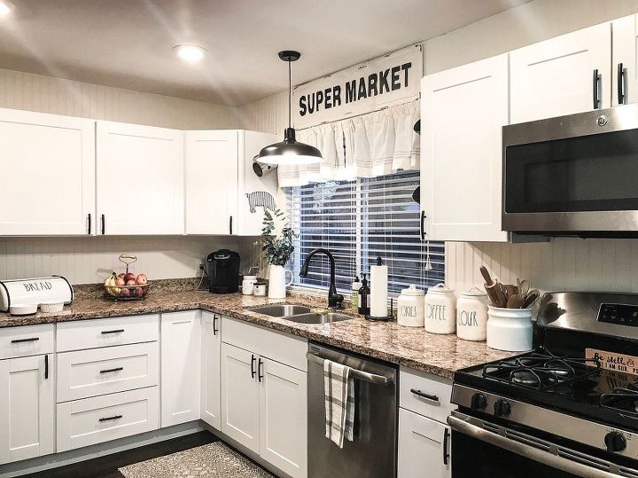 installing beadboard as backsplash and kitchen makeover for 100