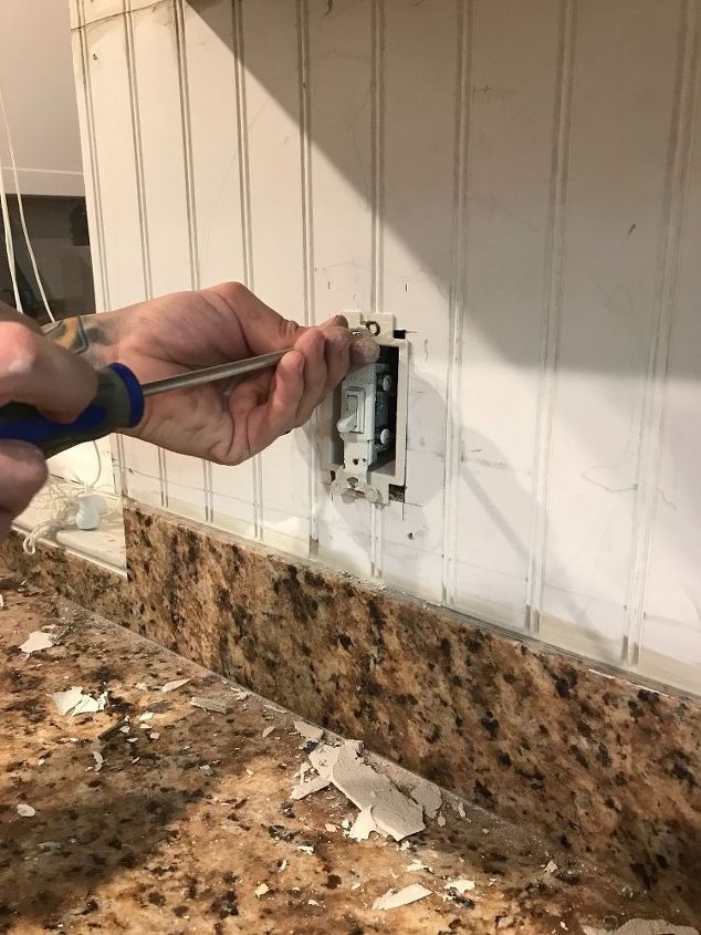 installing beadboard as backsplash and kitchen makeover for 100