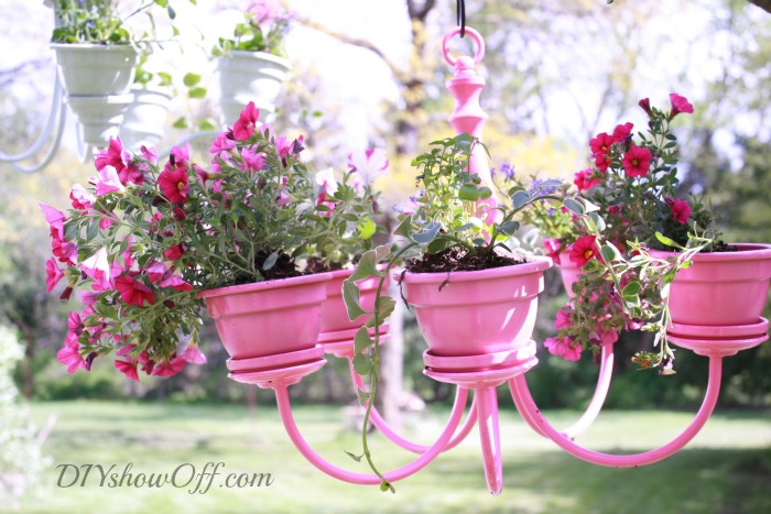 18 adorable container garden ideas to copy this spring, DIY Chandelier Planter