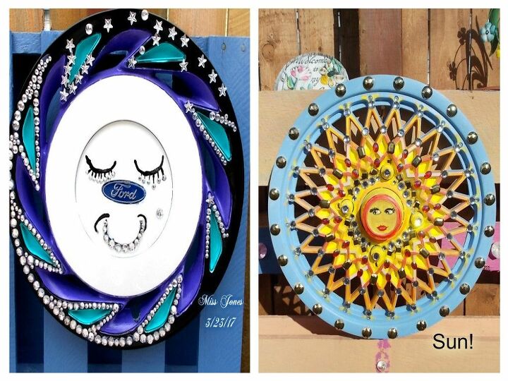 hubcap yard decorations fceis e amigveis para reciclagem