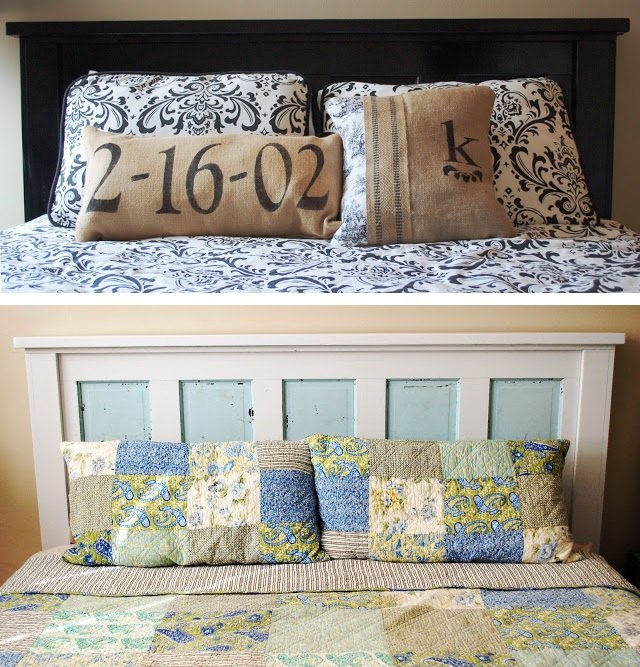 how to build a headboard from an old reclaimed door
