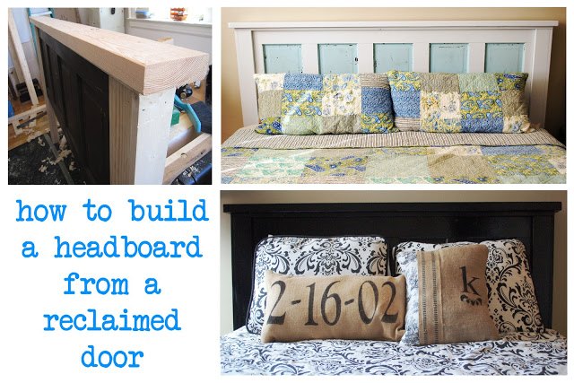 how to build a headboard from an old reclaimed door