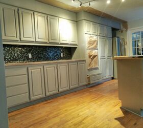 before and after kitchen cabinets form golden oak to light gray
