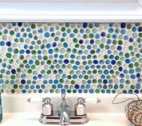 s 15 amazing ideas you can make with dollar store gems, Use them to make a mosaic backsplash