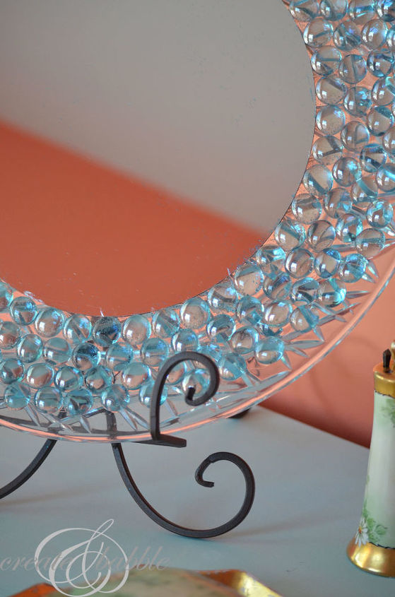 s 15 amazing ideas you can make with dollar store gems, Pretty up a cheapo mirror
