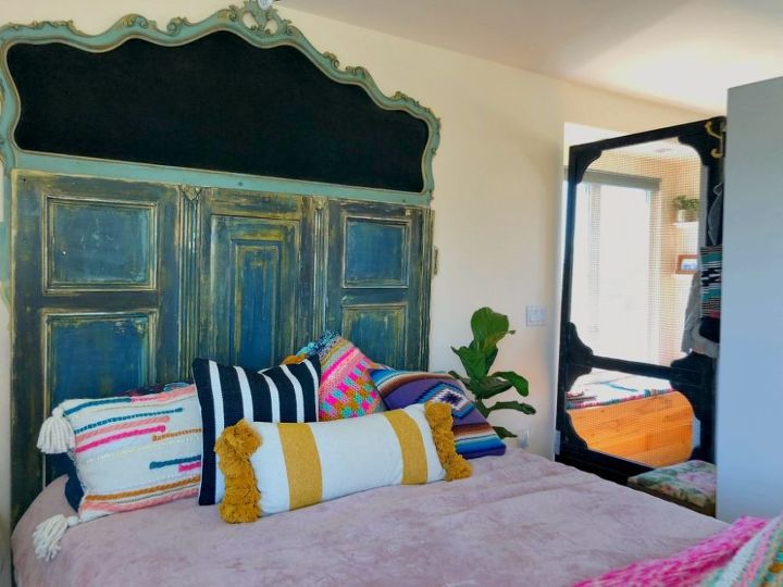 how to make a headboard from a deconstructed armoire paint velvet