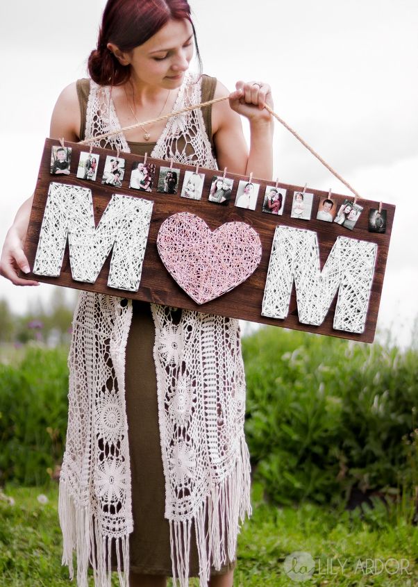 s 15 heartwarming homemade gifts your mom will absolutely adore, Create a string art photo display
