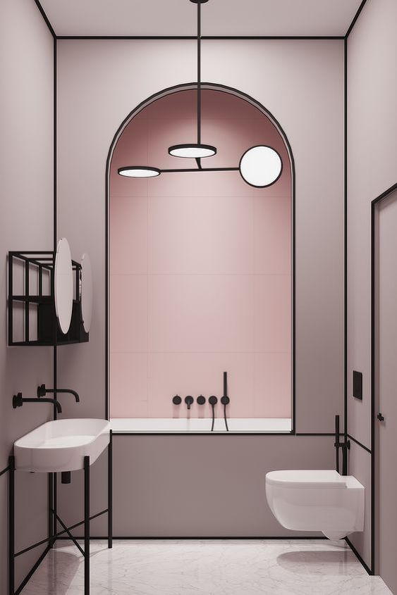 pastis fabulosos conceitos de banheiro rosa para adultos, Design Harry Nuriev do Crosby Studios