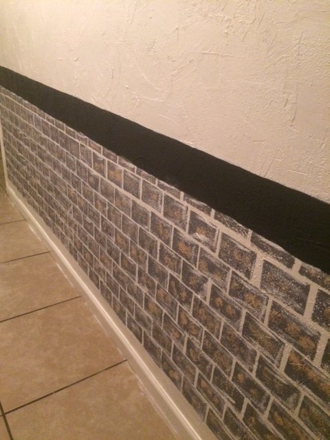 pintei tijolos nas paredes do corredor