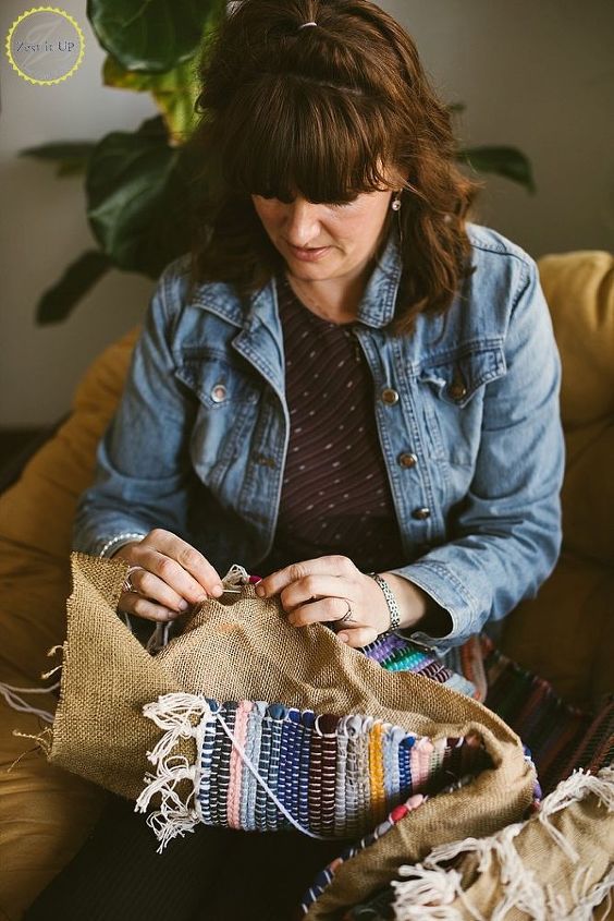 diy boho floor pillow using dollar store rugs