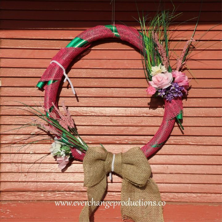 upcycled garden hose wreath