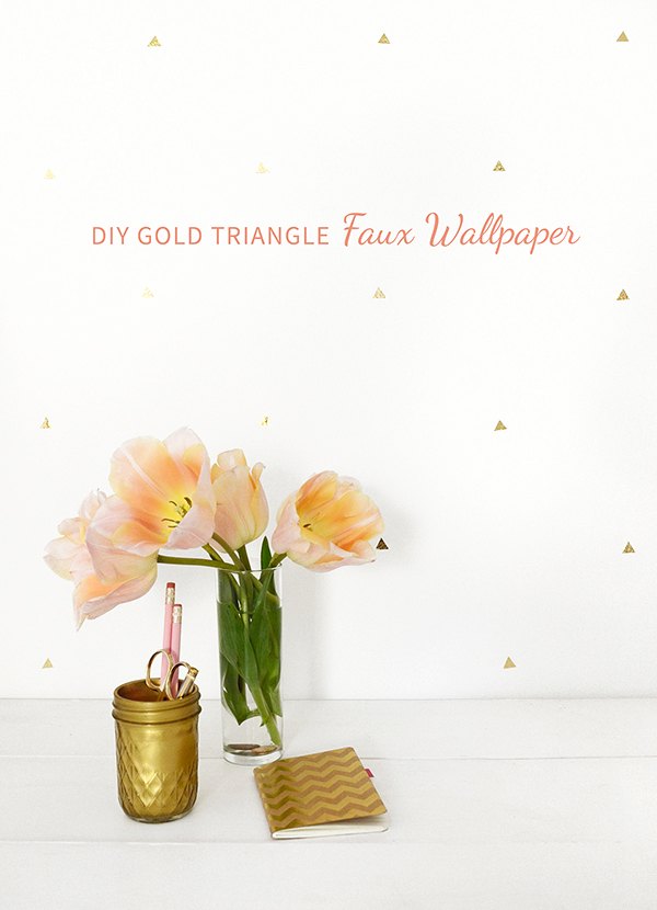 easy diy gold triangle faux wallpaper