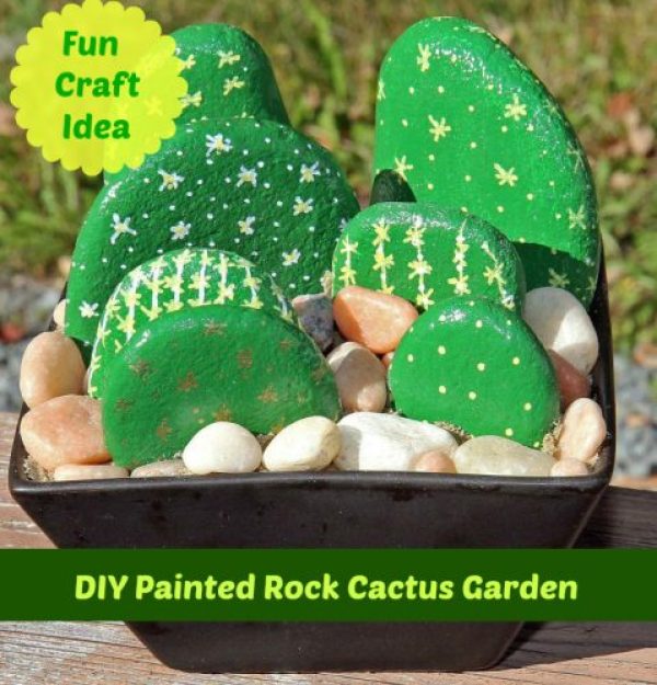 make a painted river rock cactus that will never die