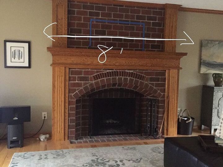 q updating living room fireplace too big