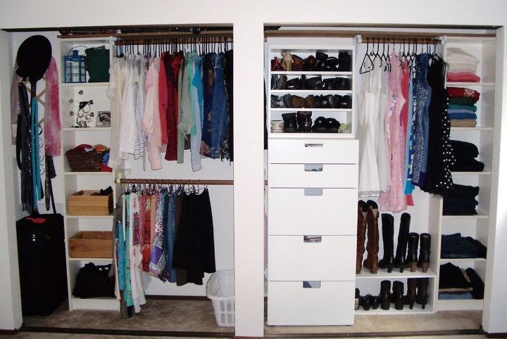 s top 12 ways to organize your bedroom closet, Double Custom Closet With Cubbies