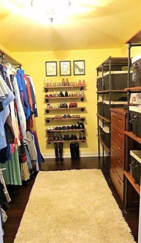 s top 12 ways to organize your bedroom closet, PVC Pipe Shelving And Shoe Storage