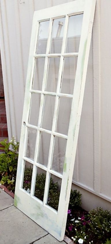 vintage glass pane door headboard