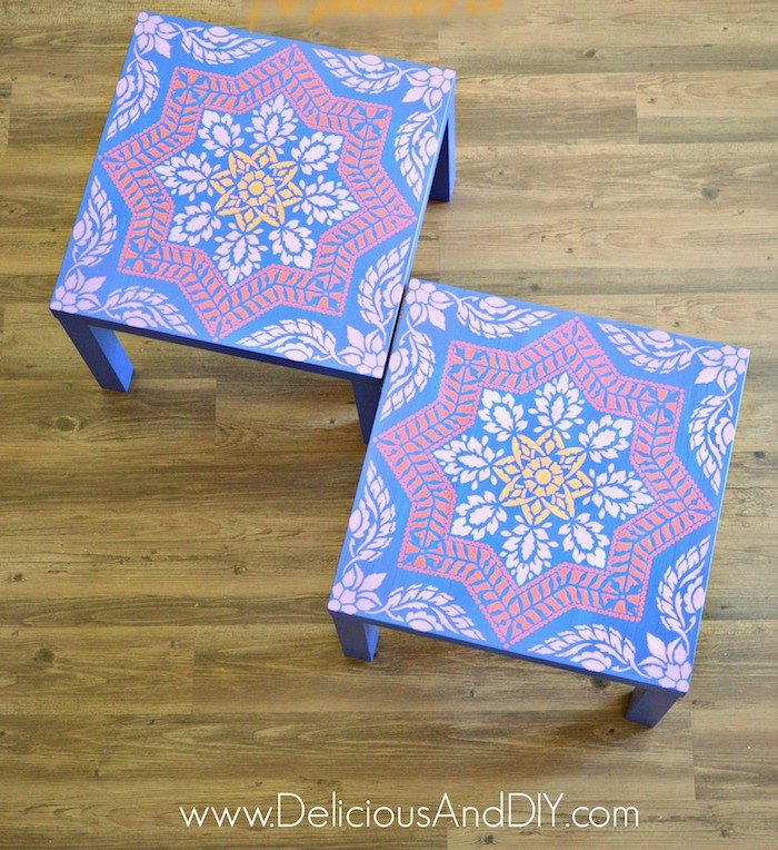 s 15 totally doable makeover ideas you can finish in one day, Spruce up your Ikea tables using stencils