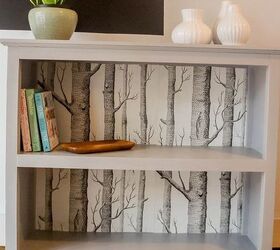 s 15 totally doable makeover ideas you can finish in one day, Update a bookcase with wallpaper