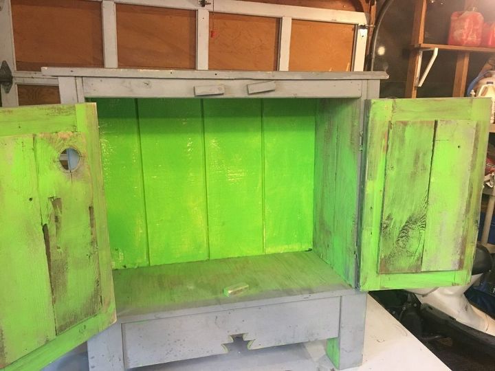 cute little cabinet becomes a rustic gem, Way to bright