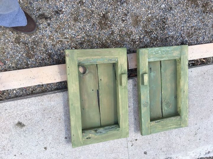 cute little cabinet becomes a rustic gem, Stained a base color of green