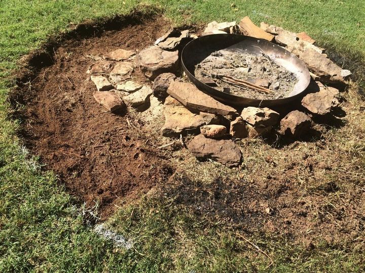flagstone firepit for the backyard, White spray paint to mark my boundary