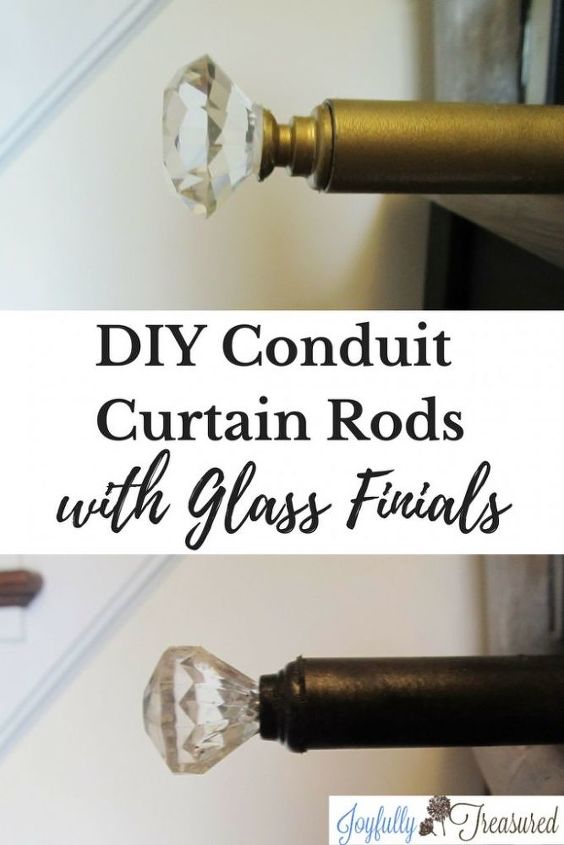 diy conduit curtain rods with glass finials and diy curtain brackets