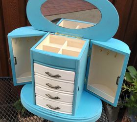 turquoise and white jewelry cabinet makeover