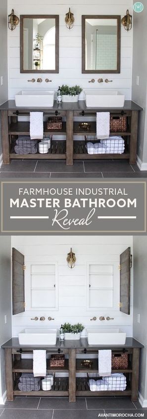farmhouse industrial master bathroom reveal