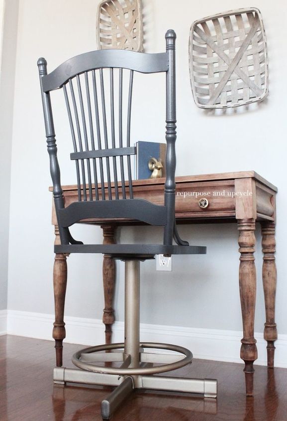 diy modern vintage style chair makeover with gold spray paint