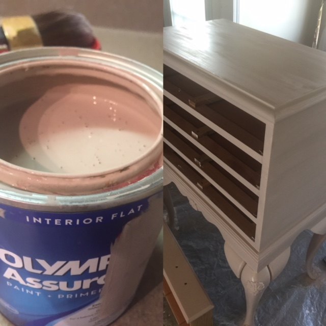 vintage silverware chest turned into old world charm, Pretty base coat Blush paint