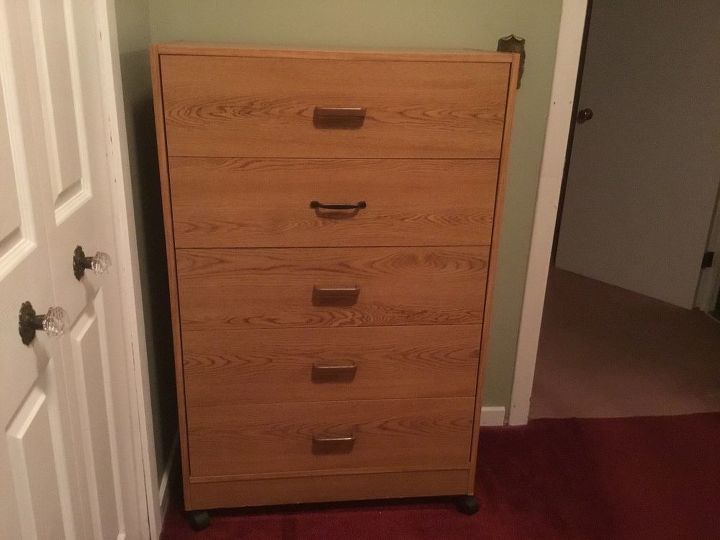 q any ideas what to do with this cheesy pressed board dresser