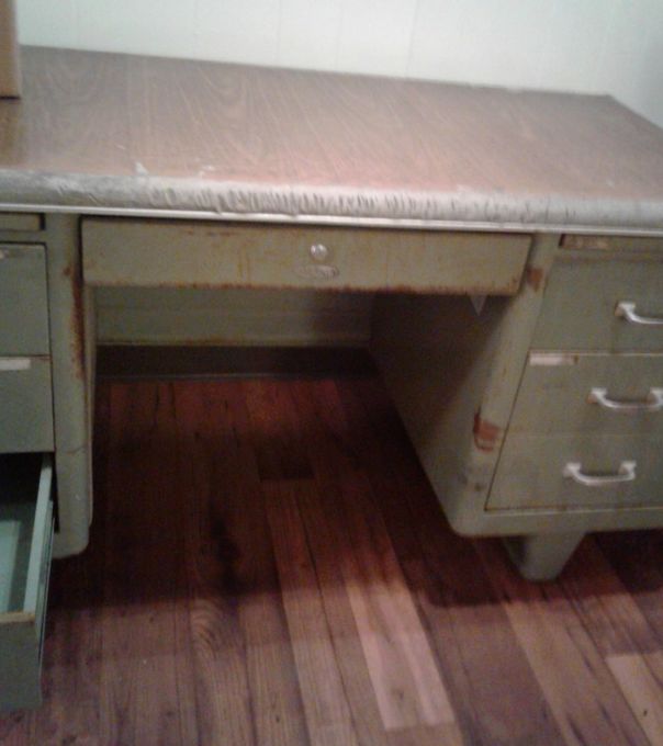 cleaning antique cole steel tanker desk