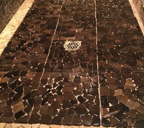 stone pebble tiles on top of old tiles