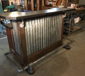 one shipping crate equals two home bars, Galvanized bar supports brackets added