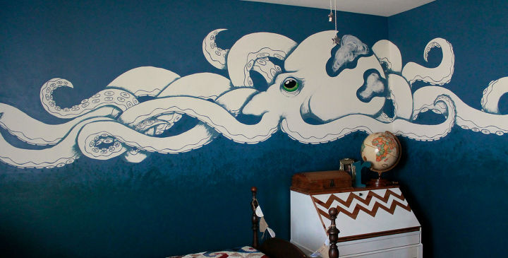 15 maneiras incrveis que as pessoas pintam suas paredes, A parede do polvo gigante