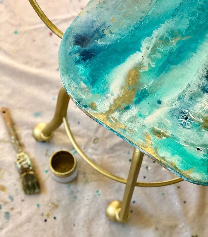 how to paint pour on a chair inspired by a geode