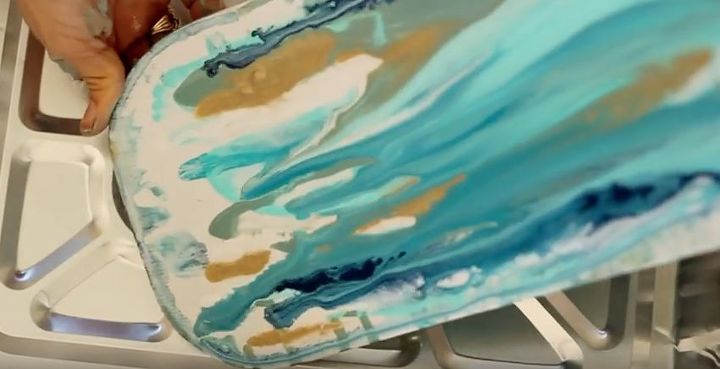 how to paint pour on a chair inspired by a geode