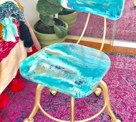 How to Paint-Pour on a Chair Inspired by a Geode