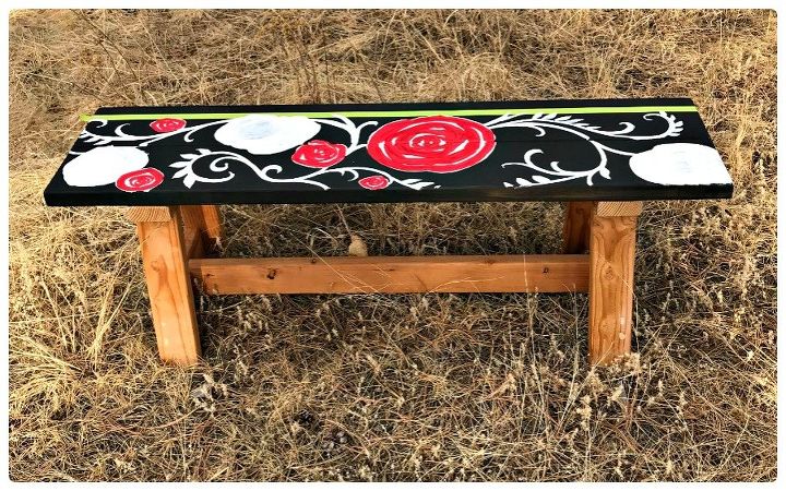 painted and decoupaged rose garden bench diy