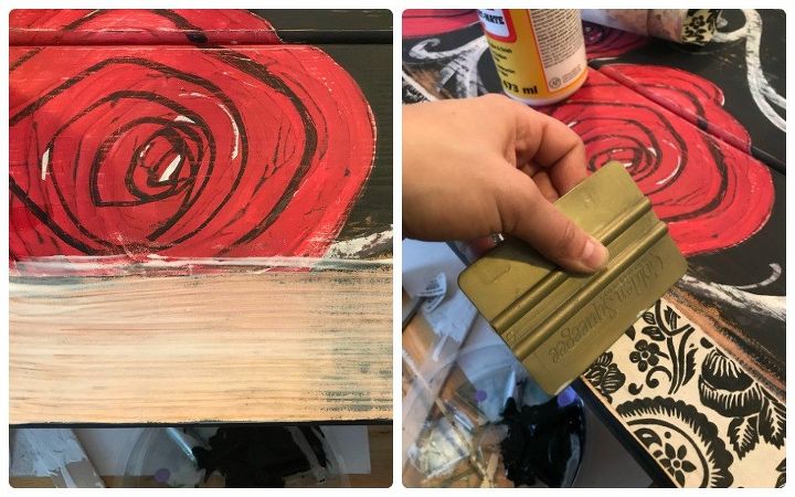 painted and decoupaged rose garden bench diy
