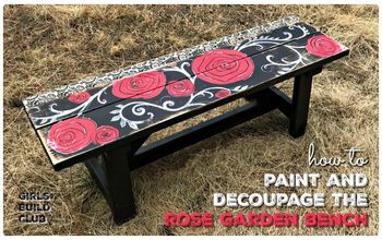 Painted and Decoupaged Rose Garden Bench DIY