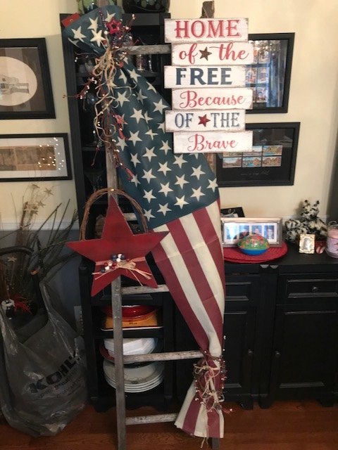 american flag ladder