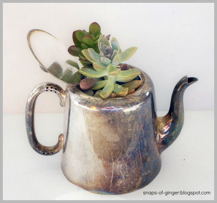 s 15 clever repurposing ideas that will add some creativity to your home, Or a thrifty teapot succulent holder