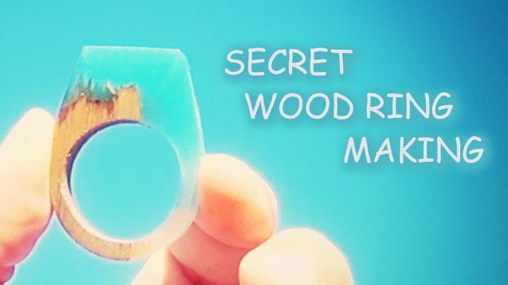 secret wood ring making, turquoise resin and walnut ring